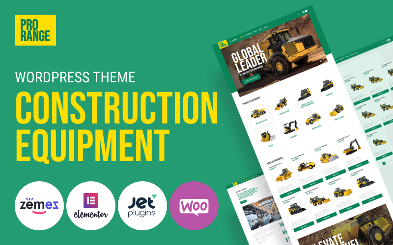 "ProRange - Construction Equipment" - адаптивний WordPress шаблон №100632