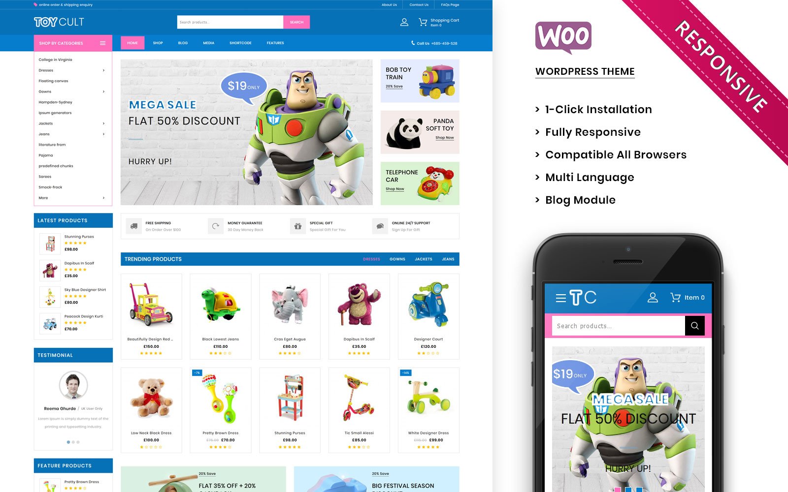 Tema WooCommerce "Toycult - The Kids Toy Store Premium" #100698