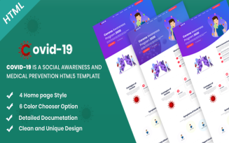 Covid-19 Social Awareness and Medical Prevention Landing Page Template