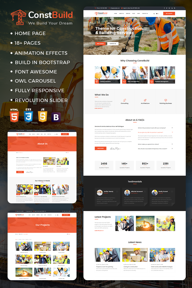 ConstBuild : Construction, Building & Renovation Website Template