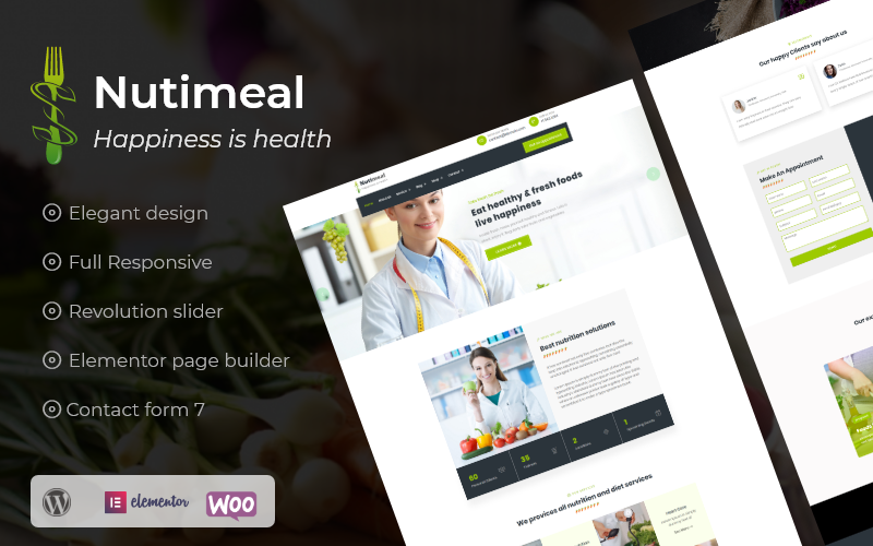 "Nutimeal - Nutrition & Diet Elementor" thème WordPress adaptatif #101012