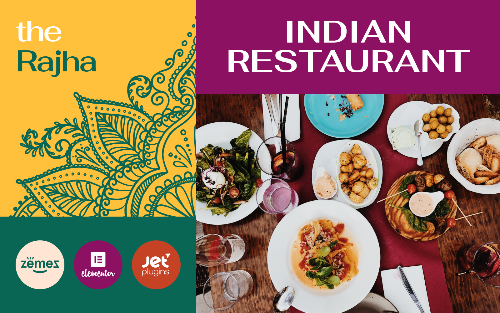 "Rajha - Indian Restaurant" - адаптивний WordPress шаблон №101013