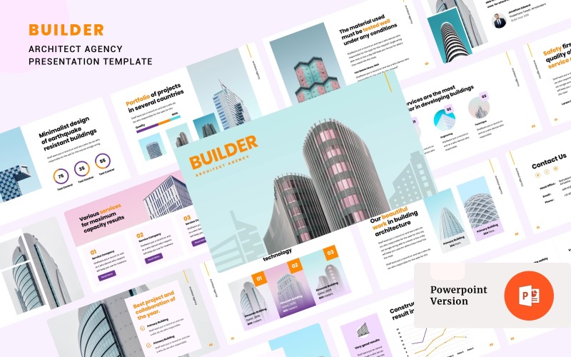 BUILDER - Architect Agency PowerPoint template PowerPoint Template