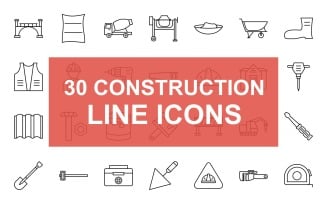30 Construction Line Icon Set