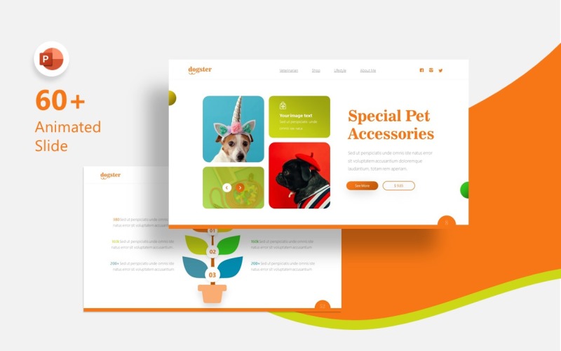 Dogster Animal Presentation Fully Animated PowerPoint template PowerPoint Template