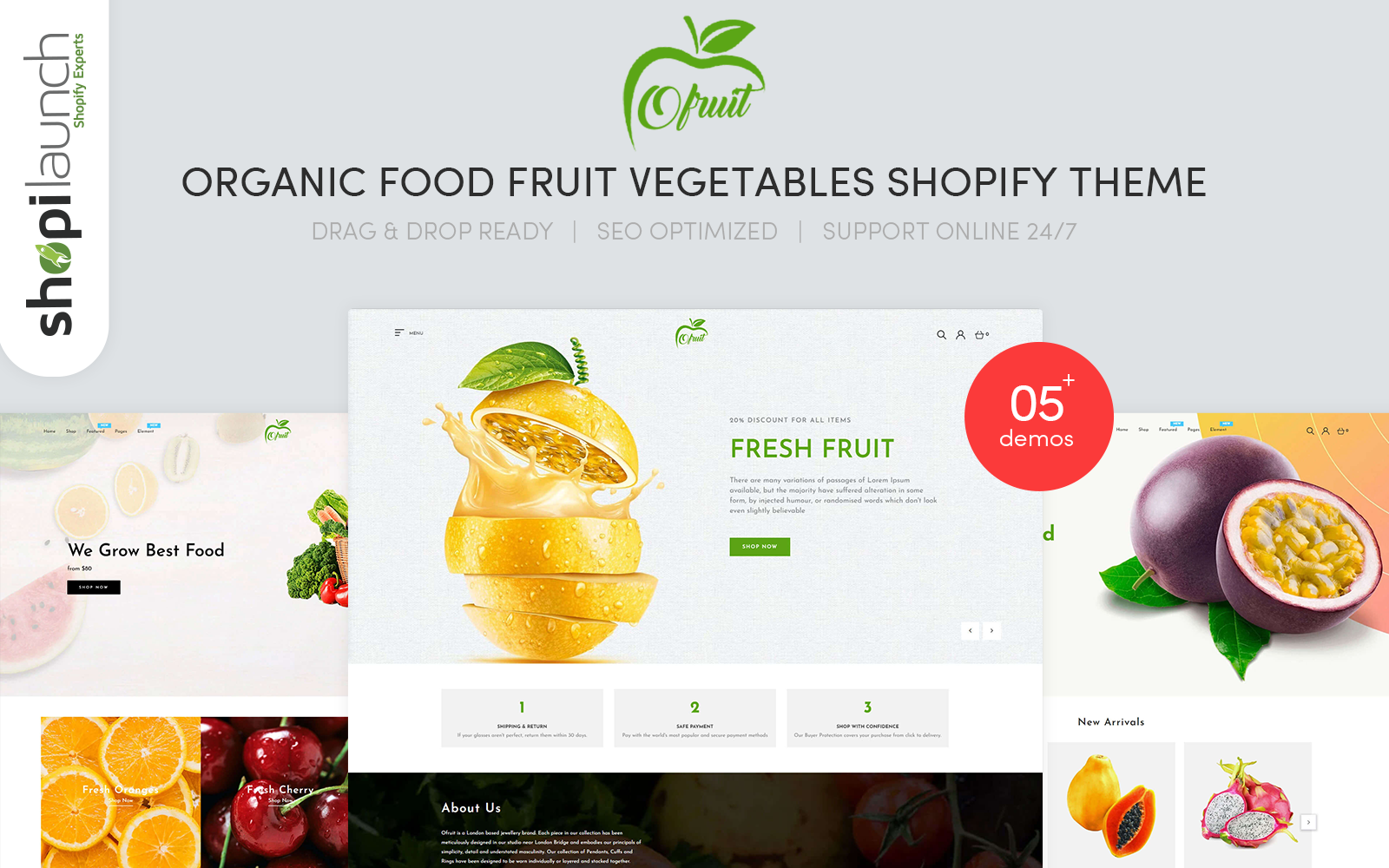 OFruit - Organic Food Fruit Vegetables Tema de Shopify №101187