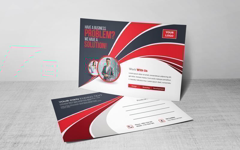 Curvy Modern Postcard - Corporate Identity Template