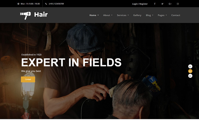 Hair - Barber HTML5 Template Website Template