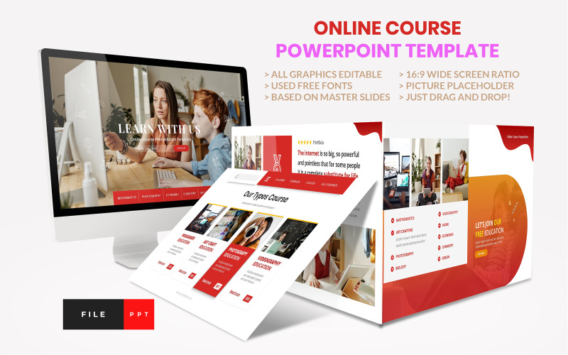 Online Course - Education PowerPoint template PowerPoint Template