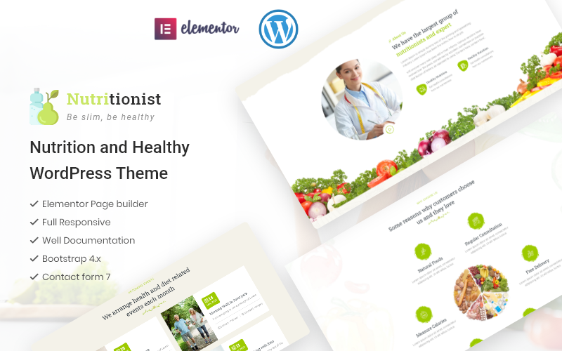 "Nutritionist - Health and Nutrition Multipurpose Elementor" thème WordPress adaptatif #101563