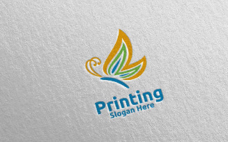 Butterfly Printing Company Design Logo Template
