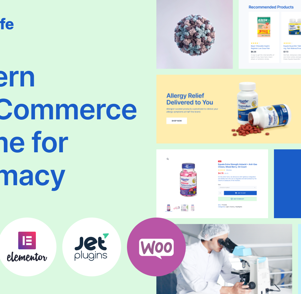 MediLife - Clean Pharmacy Elementor WooCommerce Theme #101677
