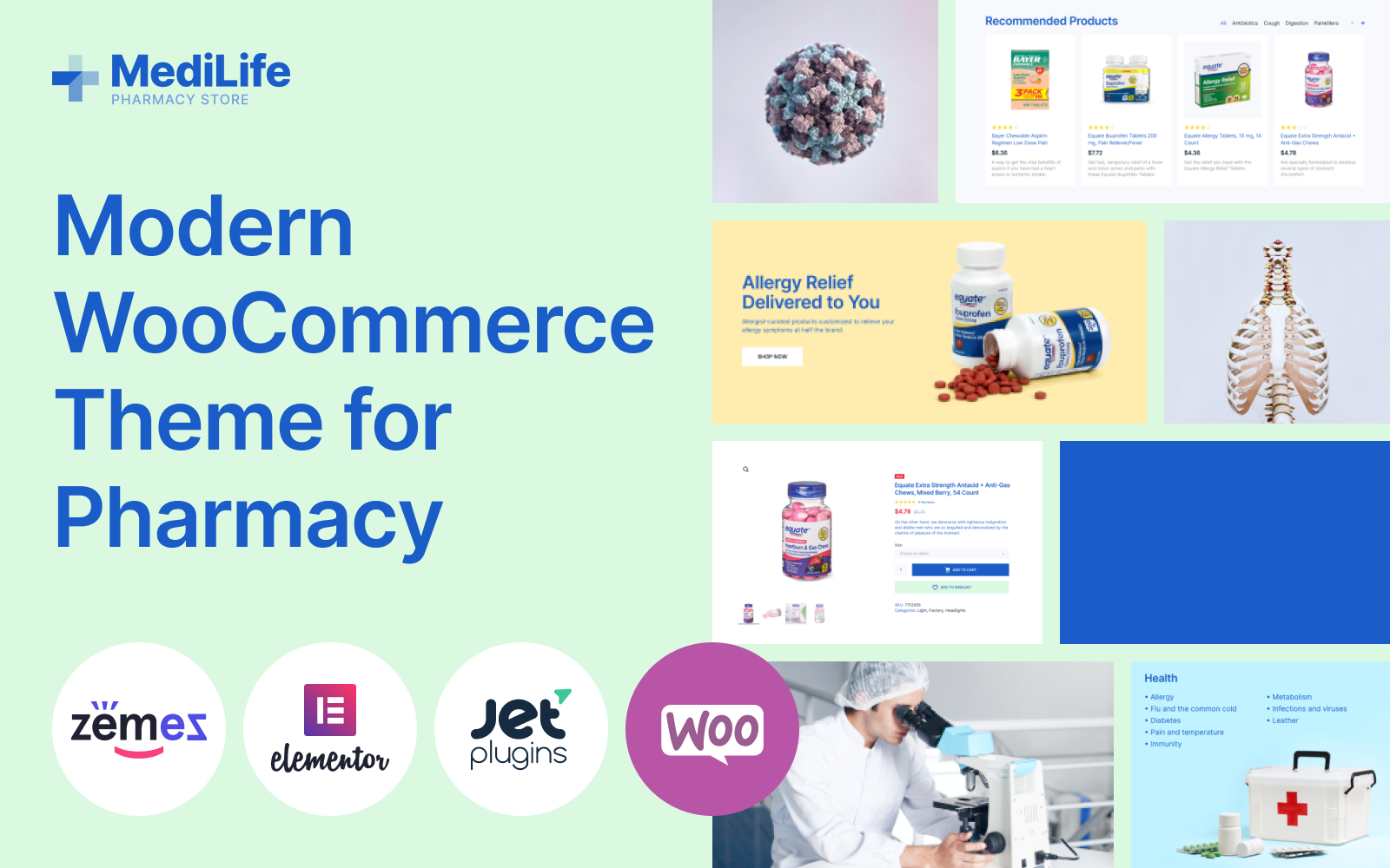 Responzivní WooCommerce motiv "MediLife - Clean Pharmacy Elementor" #101677