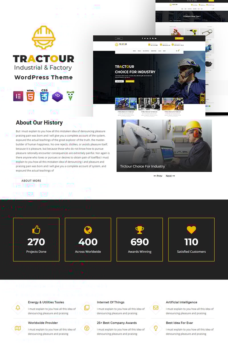 "Tractour - Industrial / Manufacturing" thème WordPress adaptatif #101670