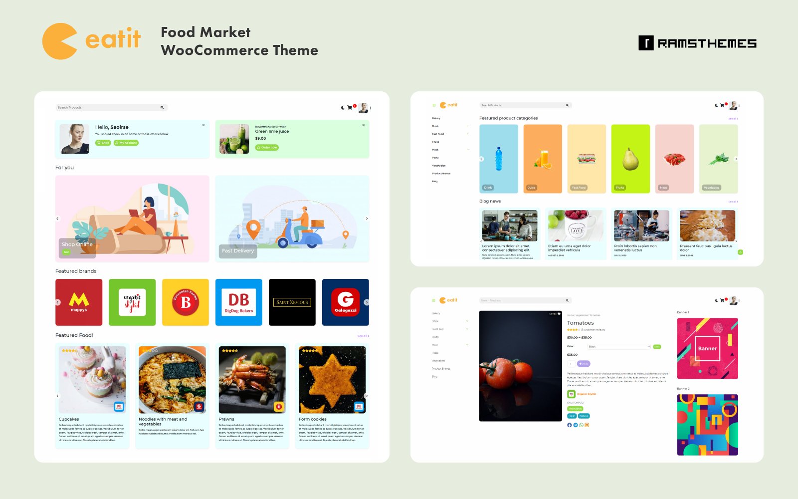 "EATIT - Food Market" - адаптивний WooCommerce шаблон №101711