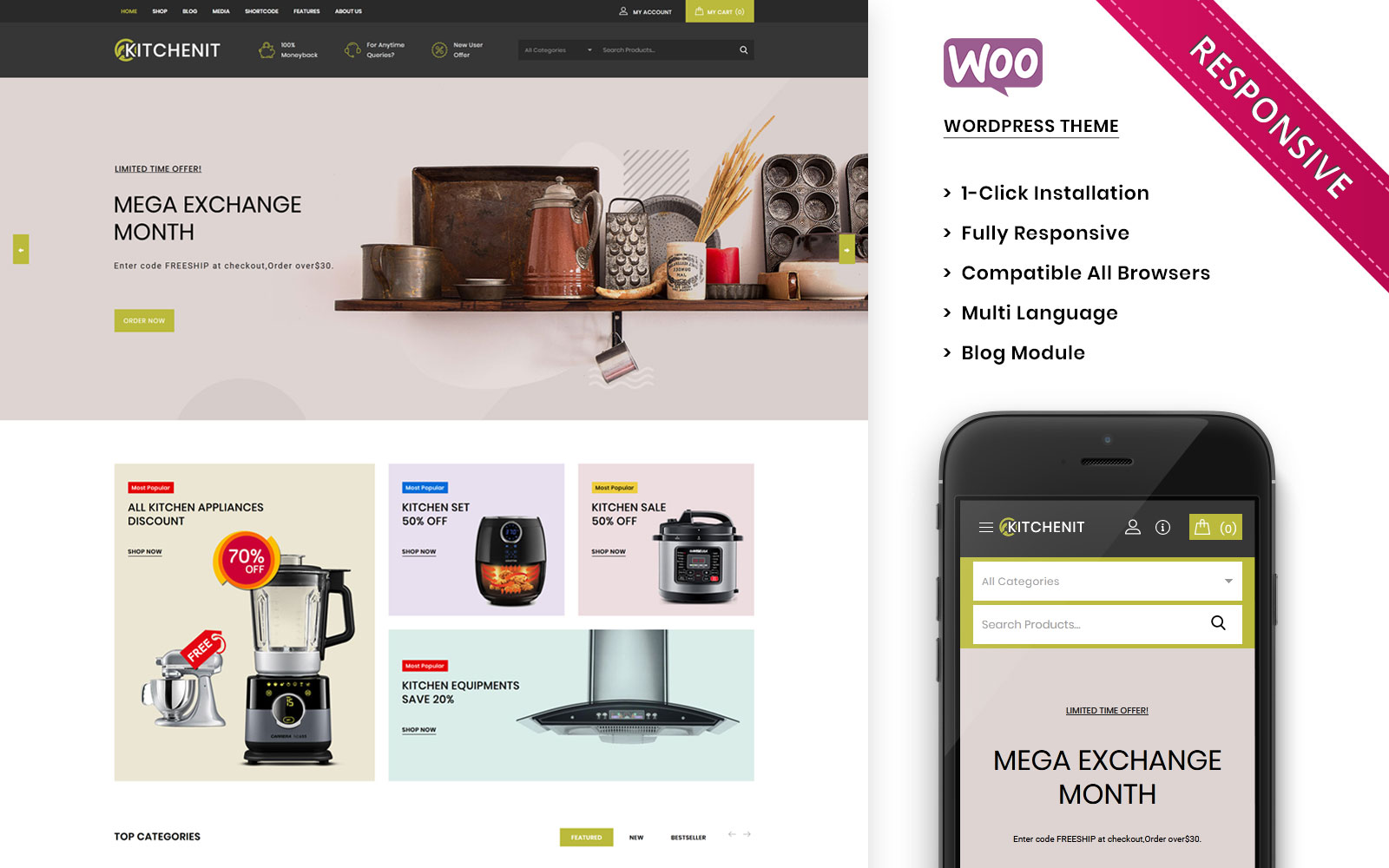 Kitchenit - The Mega Kitchen Store Premium Tema WooCommerce №101768