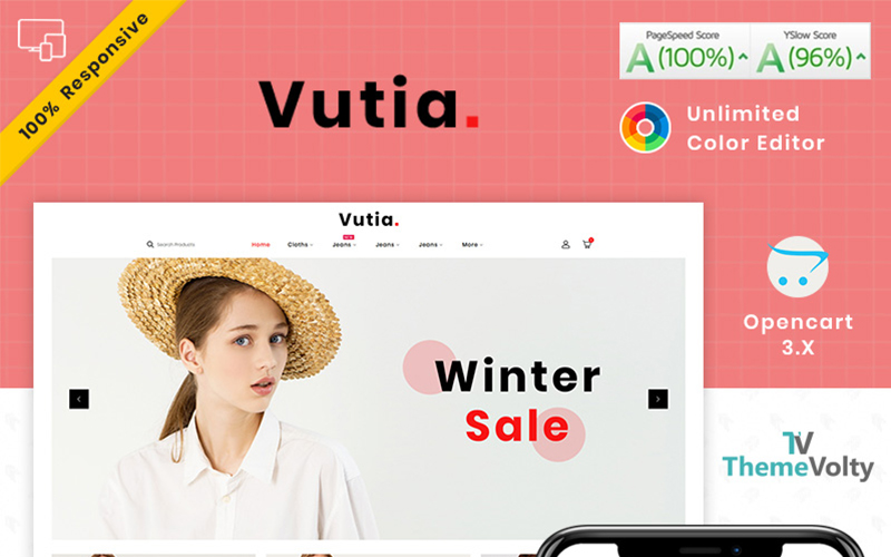"Vutia Fashion Store" - адаптивний OpenCart шаблон №101769