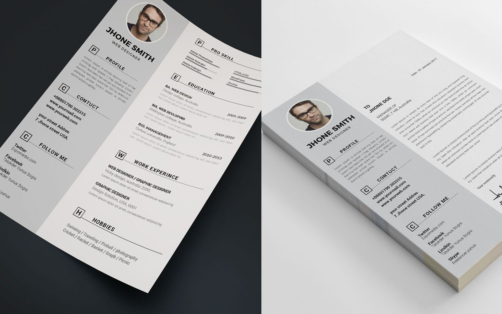 Template #101839 Resume Simple Webdesign Template - Logo template Preview
