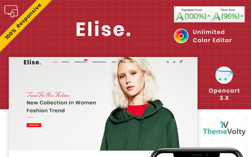 "Elise Fashion" - адаптивний OpenCart шаблон №101806