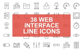 38 Web Interface Line Black Icon Set
