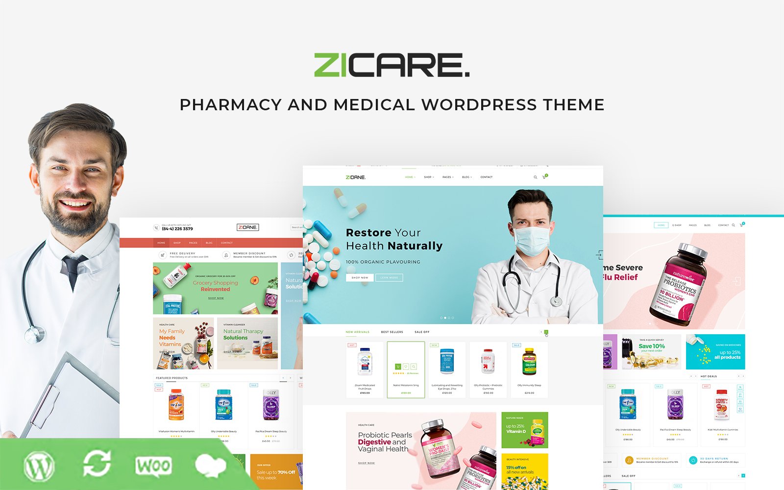 "Zicare - Pharmacy and Medical" thème WooCommerce WPML Ready #101805