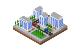Isometric City illustrated on a white background - Vector Image