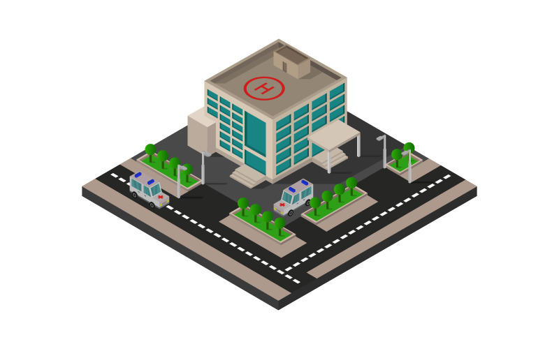 Isometric Hospital - Vector Image Vector Graphic