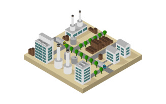isometric industry illustrated on white background - Vector Image