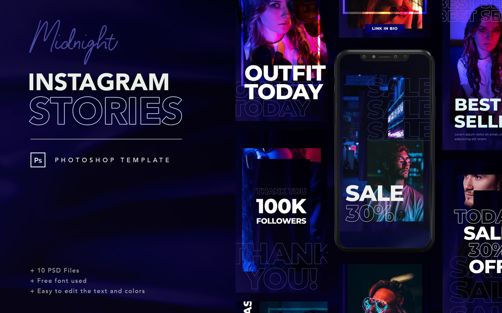 Download Midnight Instagram Stories Social Media Template - Шаблон для  соцсетей на тему графика