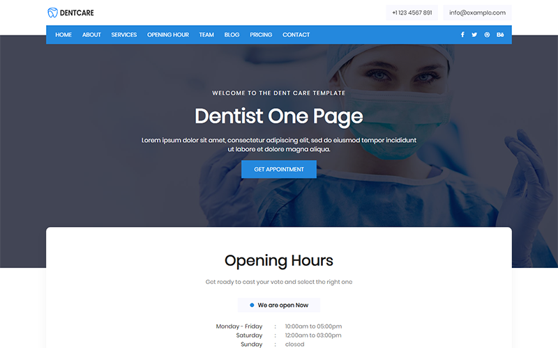 Dent Care - Dentist HTML5 Landing Page Template