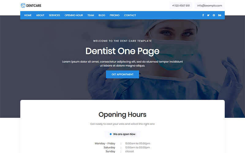 "Dent Care - Dentist" - адаптивний Шаблон цільової сторінки №102086