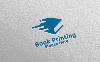 Fast Book Printing Company Vector Logo Template