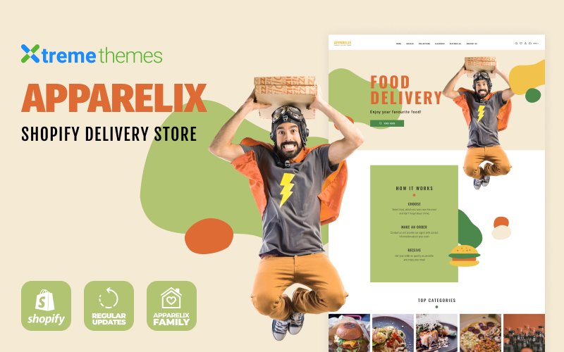 Tema Shopify Responsive #102081 "Apparelix Food Delivery"