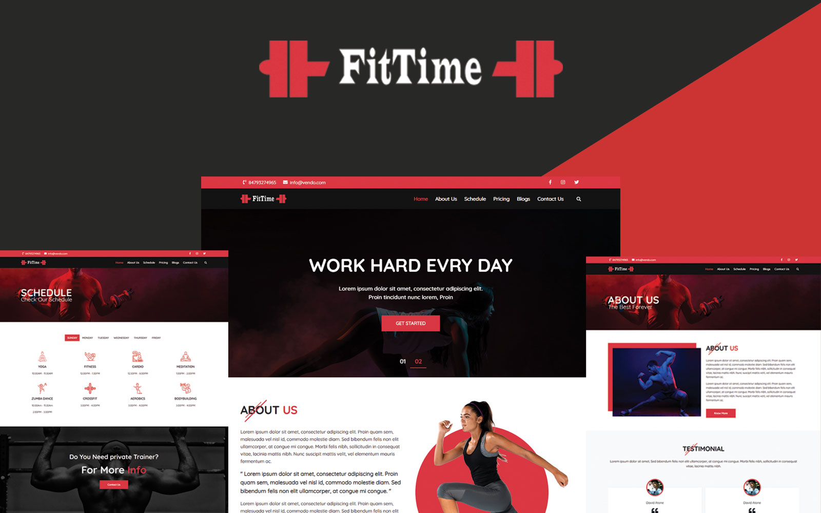 Tema Siti Web Responsive #102087 "FitTime - Gym Multipurpose HTML"