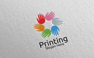 Hand Printing Company Design Logo Template