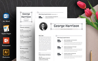 Harri Clean & Professional Editable Word Apple Pages Cv Resume Template