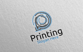 Letter P Printing Company Logo Template