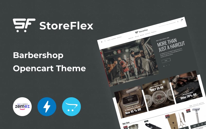 "Storeflex Barbershop Online Template" thème OpenCart adaptatif #102149
