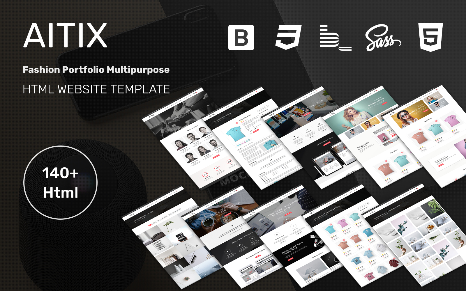 Aitix - Fashion Portfolio Multipurpose Clean Bootstrap №102210