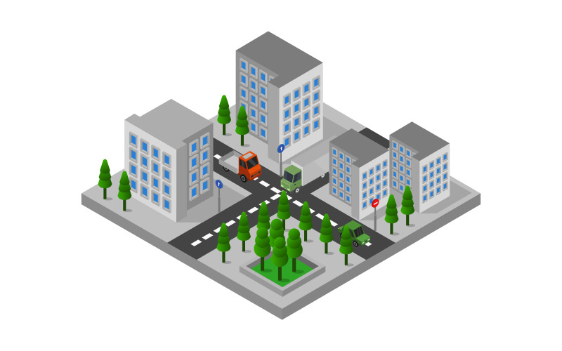 Isometric City on background - Vector Image Vector Graphic