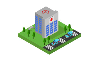 Isometric Hospital on White Background - Vector Image