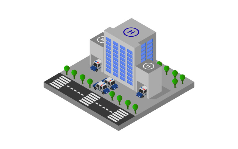 Isometric Police Station - Vector Image Vector Graphic