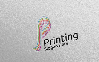 Letter P Printing Company Logo Template