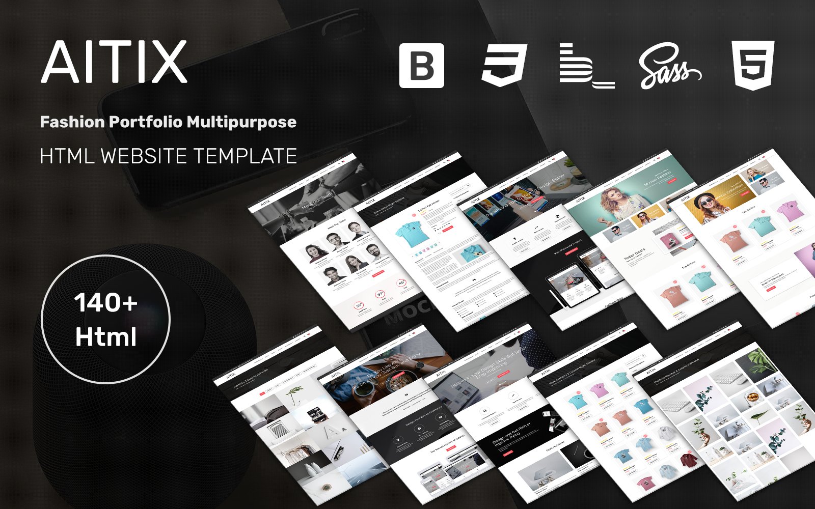 Tema Siti Web Responsive #102210 "Aitix - Fashion Portfolio Multipurpose Clean Bootstrap"