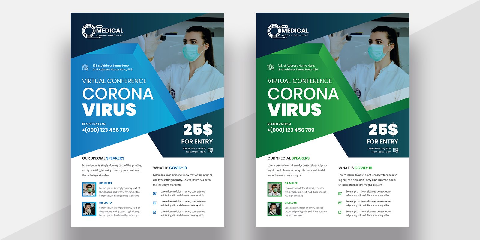 Virtual Conference Corona Virus Flyer Corporate Identity Template