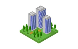 Isometric City on a white background - Vector Image