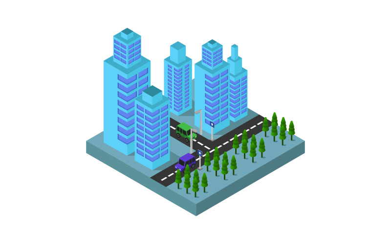 Isometric Skyscraper on a white background - Vector Image Vector Graphic