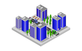 Colorful Isometric City - Vector Image