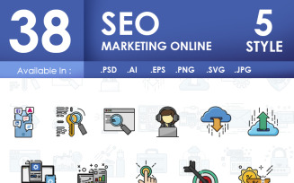 38 seo marketing online | ColorandOutlines Vol.1 Icon Set