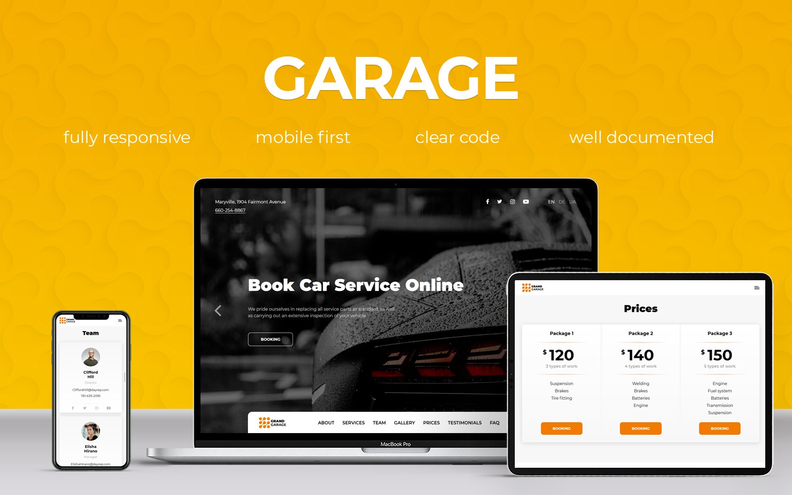 Reszponzív Garage Nyítóoldal sablon 102491